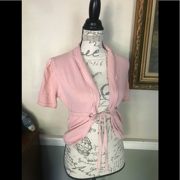 VTG Mossimo Pink Tie Front Cotton Cardigan XS - Picture 1 of 6